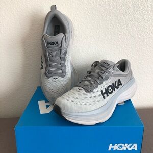 Hoka one Bondi 8 grey 9.5 D men’s sneakers gym shoes walking